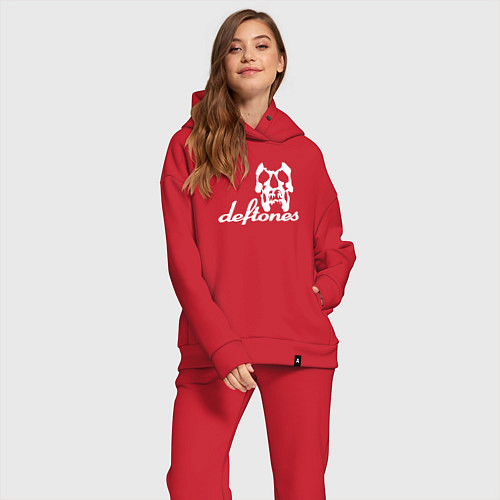 Женский костюм оверсайз Deftones череп / Красный – фото 2