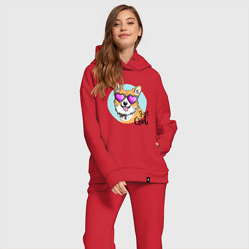 Женский костюм оверсайз Корги любит всех / Красный – фото 2