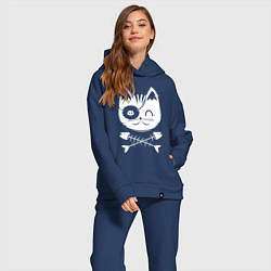 Женский костюм оверсайз Голова кота Skull Hype, цвет: тёмно-синий — фото 2