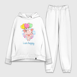 Женский костюм оверсайз Iam happy поросенок