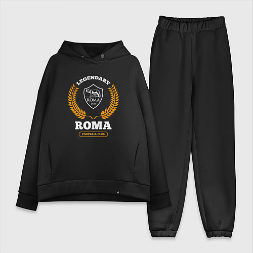 Женский костюм оверсайз Лого Roma и надпись Legendary Football Club / Черный – фото 1
