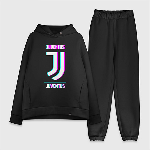 Женский костюм оверсайз Juventus FC в стиле Glitch / Черный – фото 1