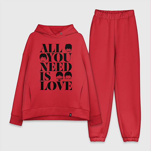 Женский костюм оверсайз ALL YOU NEED IS LOVE THE BEATLES / Красный – фото 1