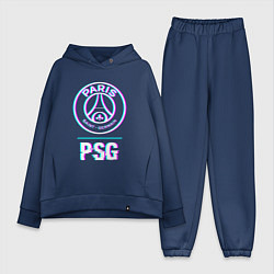 Женский костюм оверсайз PSG FC в стиле Glitch, цвет: тёмно-синий