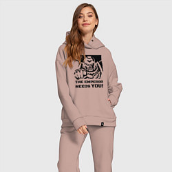 Женский костюм оверсайз Император нуждается в тебе! трафарет, цвет: пыльно-розовый — фото 2