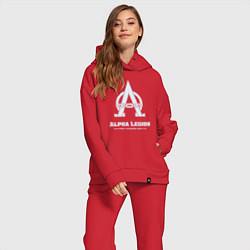Женский костюм оверсайз Альфа легион винтаж лого, цвет: красный — фото 2