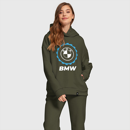 Женский костюм оверсайз BMW в стиле Top Gear / Хаки – фото 2