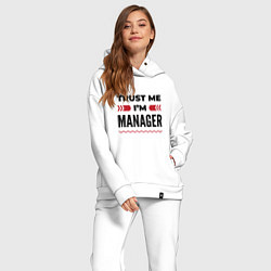 Женский костюм оверсайз Trust me - Im manager, цвет: белый — фото 2