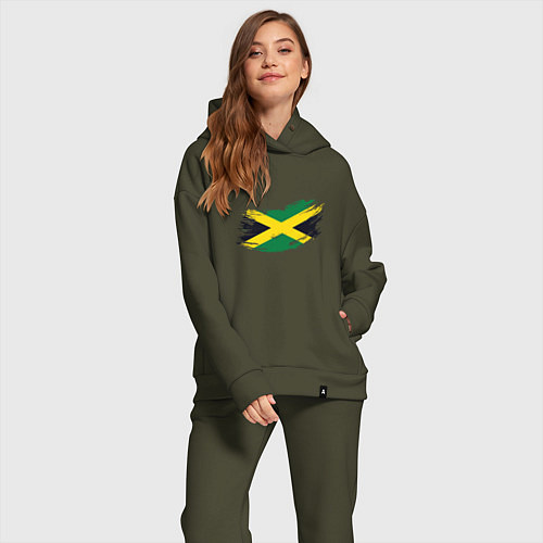Женский костюм оверсайз Jamaica Flag / Хаки – фото 2