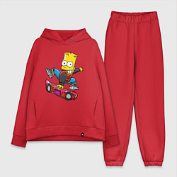Женский костюм оверсайз Барт Симпсон - крутой скейтбордист, цвет: красный