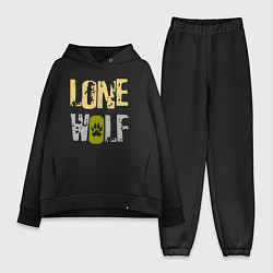 Женский костюм оверсайз Lone Wolf - одинокий волк, цвет: черный