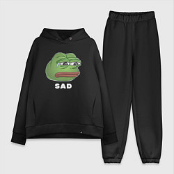 Женский костюм оверсайз Sad Pepe art, цвет: черный