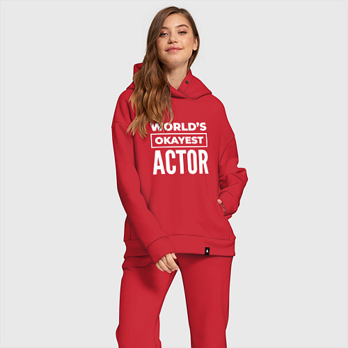 Женский костюм оверсайз Worlds okayest actor / Красный – фото 2