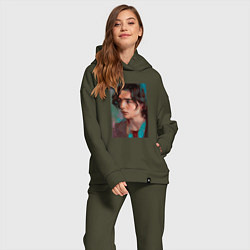 Женский костюм оверсайз Timothee Chalamet fan art, цвет: хаки — фото 2