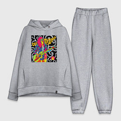 Женский костюм оверсайз Мужчина с гитарой ретро, цвет: меланж