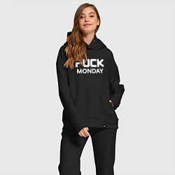 Женский костюм оверсайз Fuck monday, fila, anti-brand, цвет: черный — фото 2