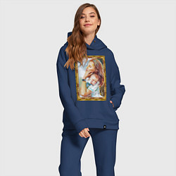 Женский костюм оверсайз Мать и дитя - картина масло, цвет: тёмно-синий — фото 2
