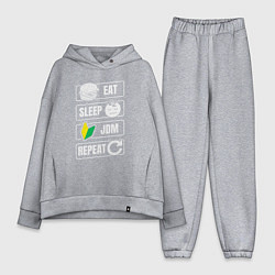 Женский костюм оверсайз Eat sleep JDM repeat, цвет: меланж