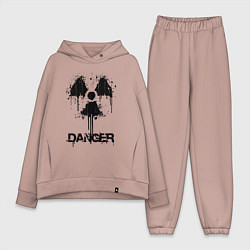 Женский костюм оверсайз Danger radiation symbol, цвет: пыльно-розовый