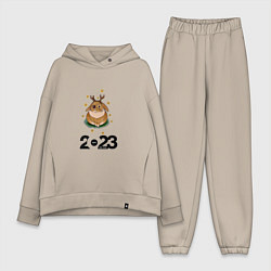 Женский костюм оверсайз Кролик с рогами 2023, цвет: миндальный