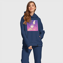 Женский костюм оверсайз Нежный котик под фонарём в стиле аниме, цвет: тёмно-синий — фото 2