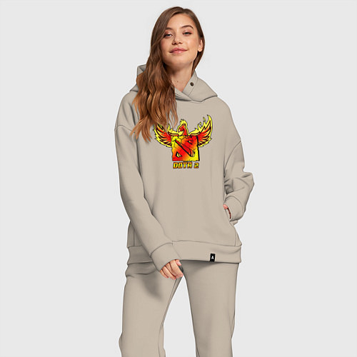 Женский костюм оверсайз Дота 2 - огненный феникс / Миндальный – фото 2