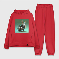 Женский костюм оверсайз Робот-заяц, цвет: красный