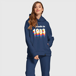 Женский костюм оверсайз Made in 1983 liquid art, цвет: тёмно-синий — фото 2