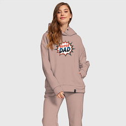 Женский костюм оверсайз Super dad, цвет: пыльно-розовый — фото 2