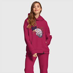 Женский костюм оверсайз American eagle, цвет: маджента — фото 2