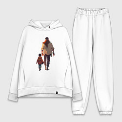 Женский костюм оверсайз Отец вместе с сыном, цвет: белый