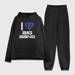 Женский костюм оверсайз I love big bang, цвет: черный