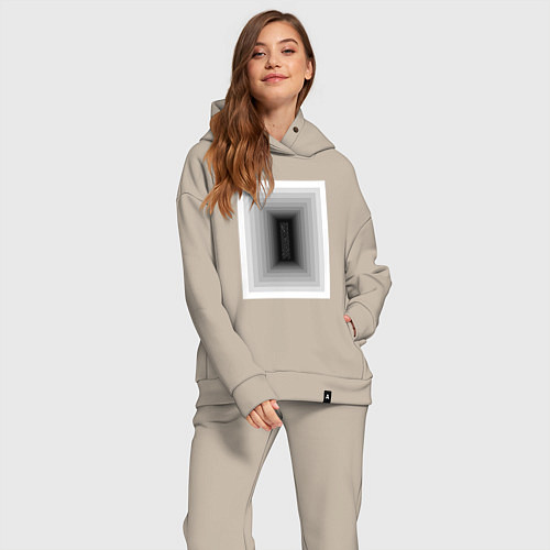 Женский костюм оверсайз Бездна с надписью soul / Миндальный – фото 2