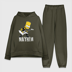 Женский костюм оверсайз Mayhem Барт Симпсон рокер, цвет: хаки