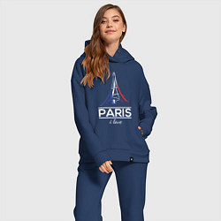 Женский костюм оверсайз Париж я люблю, цвет: тёмно-синий — фото 2