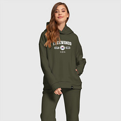 Женский костюм оверсайз Тхэквондо varsity style, цвет: хаки — фото 2