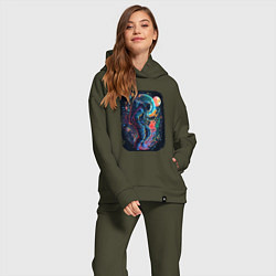 Женский костюм оверсайз В поисках новых миров, цвет: хаки — фото 2