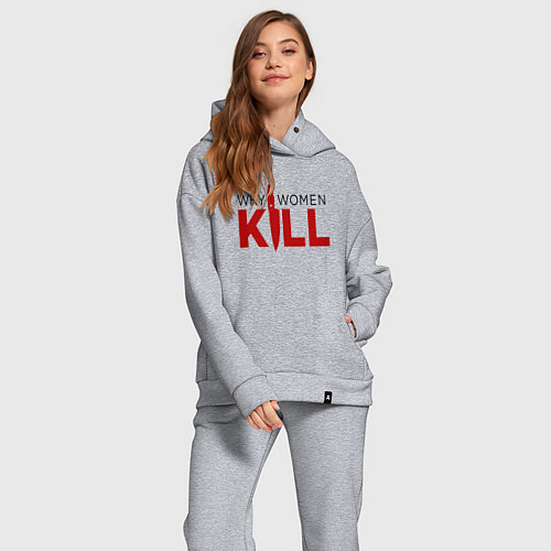 Женский костюм оверсайз Why Women Kill logo / Меланж – фото 2