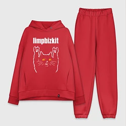 Женский костюм оверсайз Limp Bizkit rock cat, цвет: красный