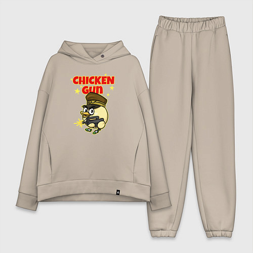 Женский костюм оверсайз Chicken Gun - игра / Миндальный – фото 1