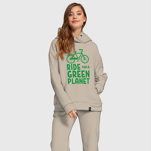 Женский костюм оверсайз Ride for a green planet / Миндальный – фото 2