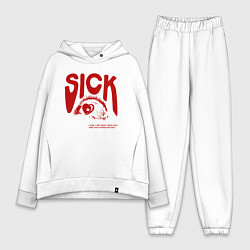 Женский костюм оверсайз Sick i cant away from you red, цвет: белый