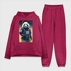 Женский костюм оверсайз Крутой панда - киберпанк, цвет: маджента