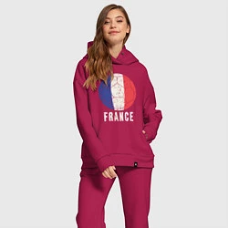 Женский костюм оверсайз Футбол Франции, цвет: маджента — фото 2