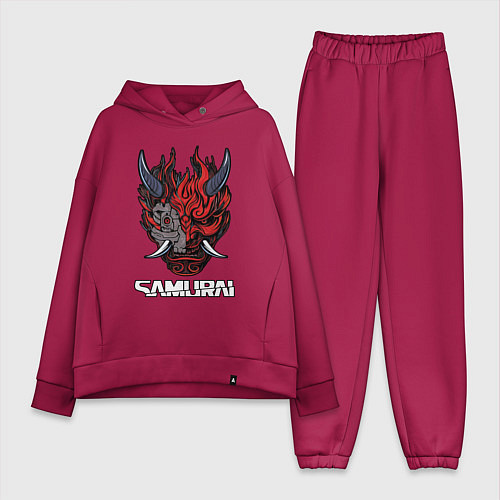 Женский костюм оверсайз Samurai logo / Маджента – фото 1