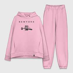 Женский костюм оверсайз Бруклинский мост, цвет: светло-розовый