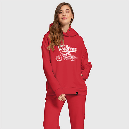 Женский костюм оверсайз Gimme danger - motorcycle - motto / Красный – фото 2