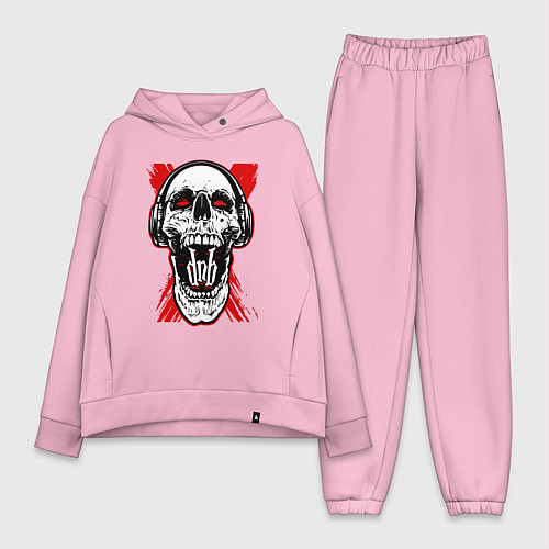 Женский костюм оверсайз DnB skull / Светло-розовый – фото 1