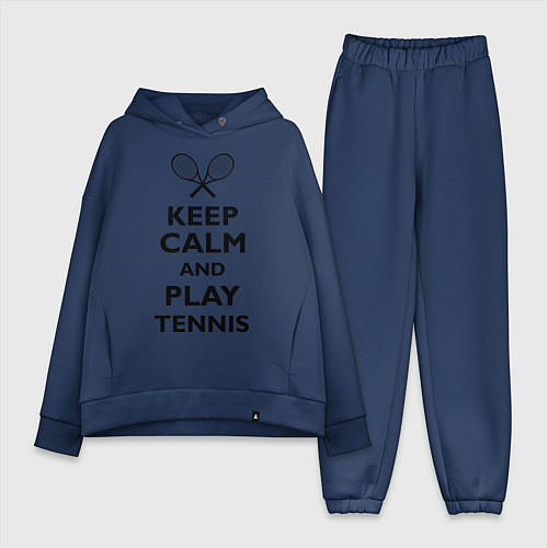 Женский костюм оверсайз Keep Calm & Play tennis / Тёмно-синий – фото 1