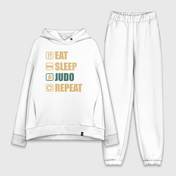 Женский костюм оверсайз Eat sleep judo, цвет: белый